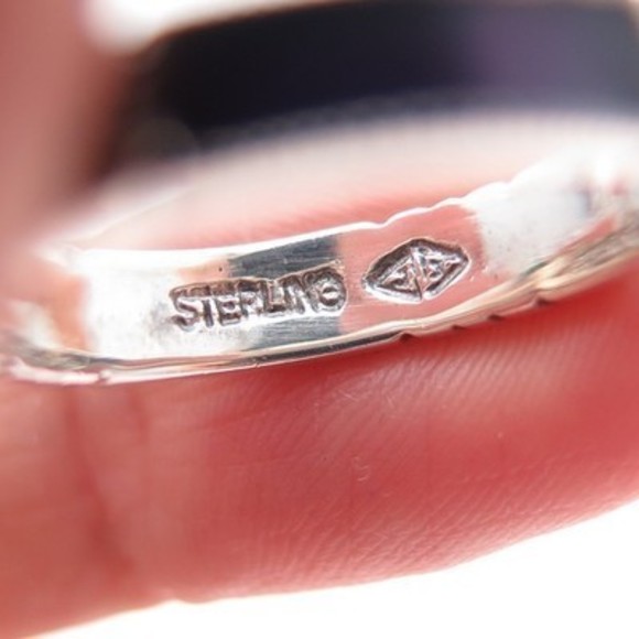 JUDITH JACK 925 Sterling Vintage Purple Enamel Real Marcasite Band Ring Size 7 - Picture 6 of 7